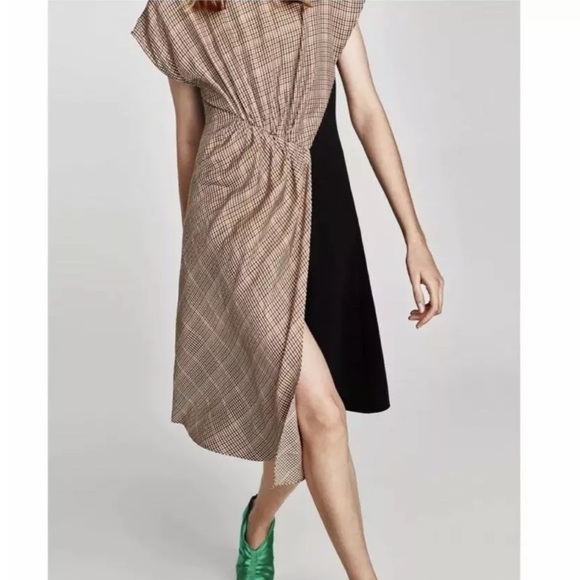 🆕Zara Patchwork asymmetrical midi dress - Picture 5 of 14